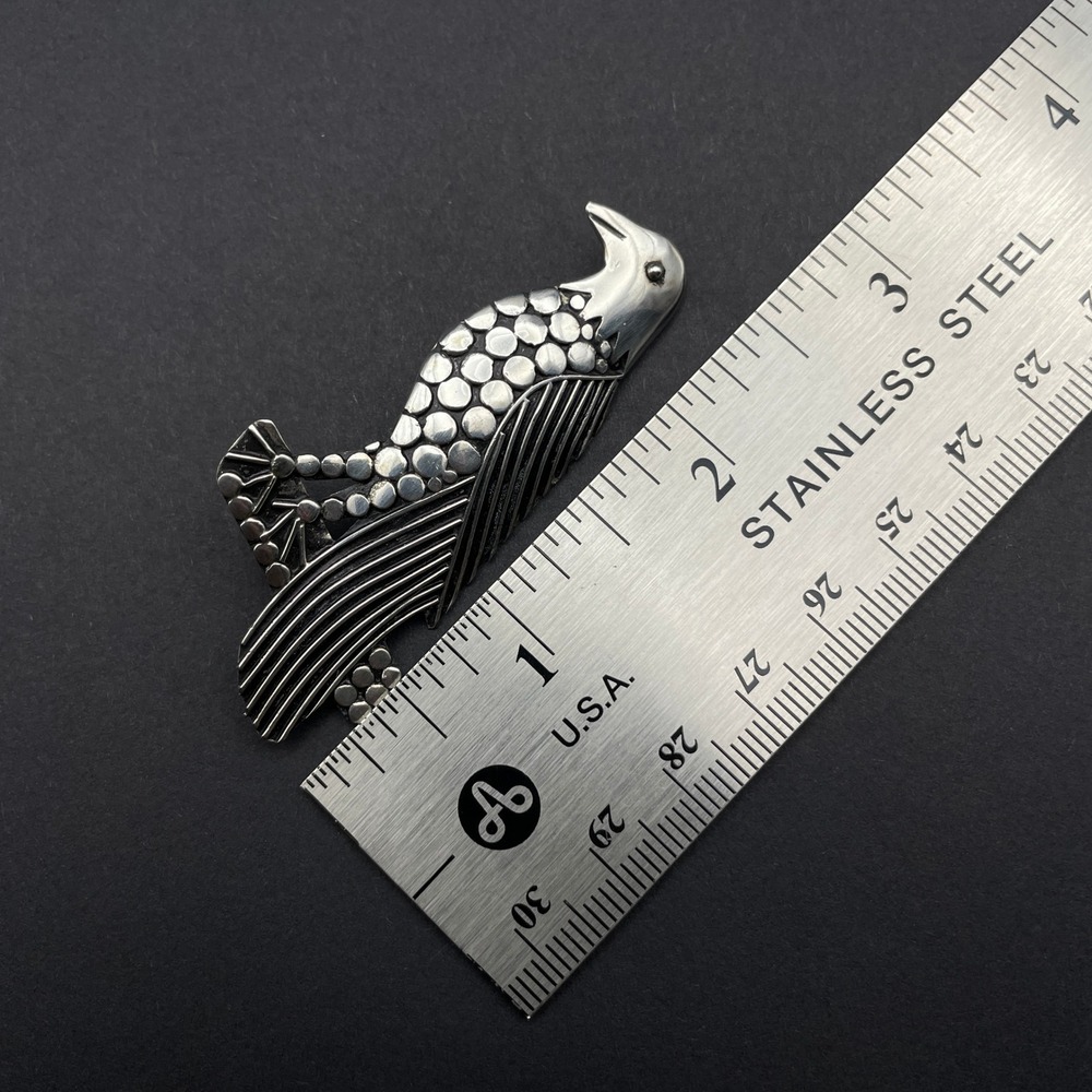 Vintage Sterling‎ Silver Overlay Eagle Brooch Bird Pin Wildlife Animal Jewelry - Picture 8 of 10